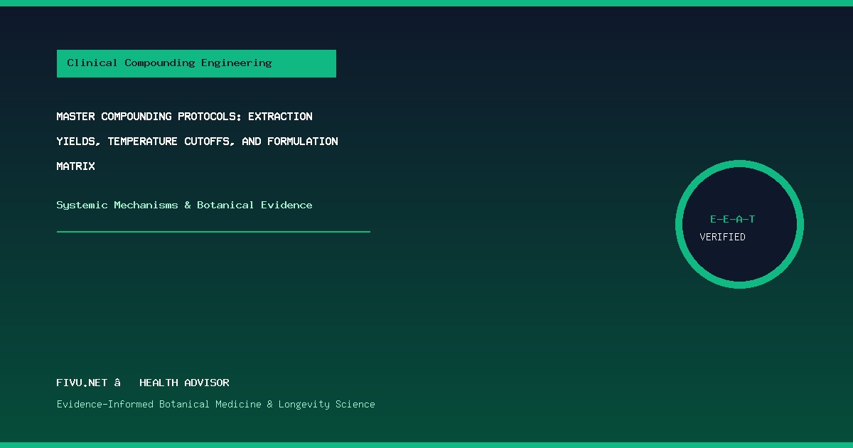 Master Compounding Protocols: Extraction Yields, Temperature Cutoffs, and Formulation Matrix