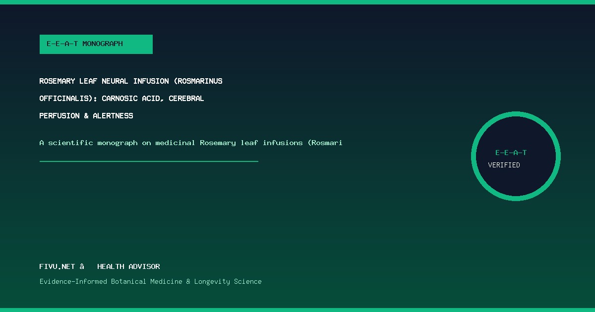 Rosemary Leaf Neural Infusion (Rosmarinus officinalis): Carnosic Acid, Cerebral Perfusion & Alertness