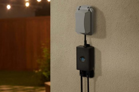 The Ring Outdoor Smart Plug installed outside.