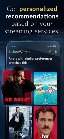 JustWatch app personalized recommendations.