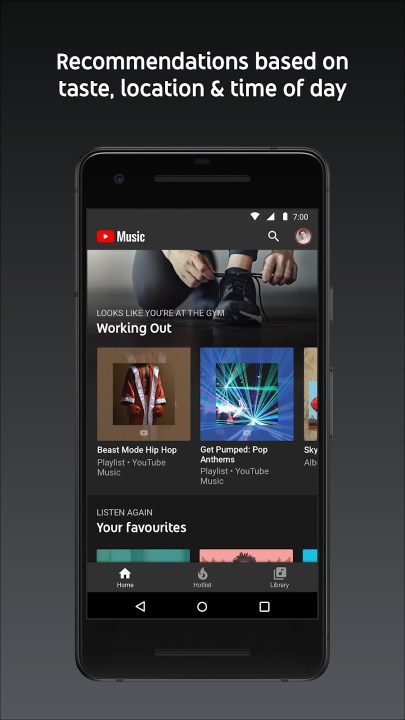 The main page of YouTube Music.