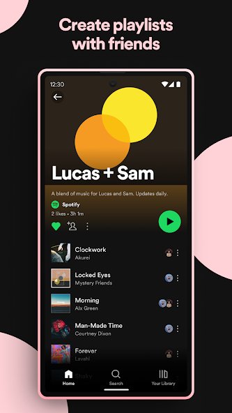 Spotify create playlists.