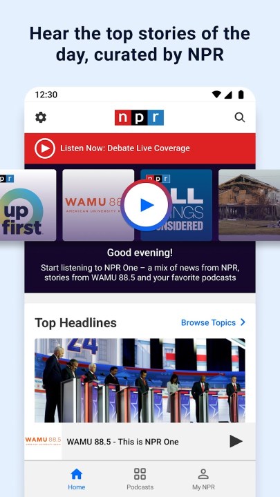 The news section of the NPR app.