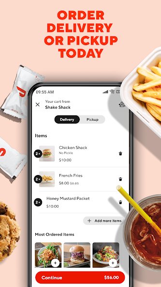 DoorDash app order delivery or pickup.