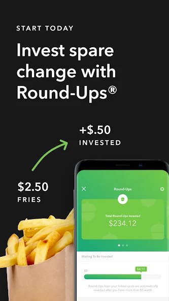 Acorns invest change with round-ups.