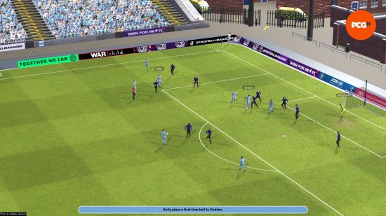 Best new pc games: an overhead view of a football match.