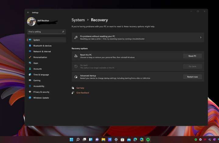 The Windows 11 Recovery settings page.