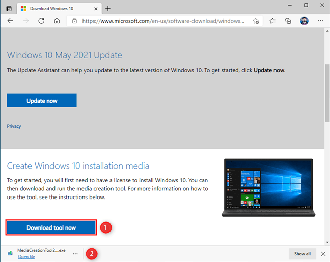 Download the Windows 10 Media Creation Tool