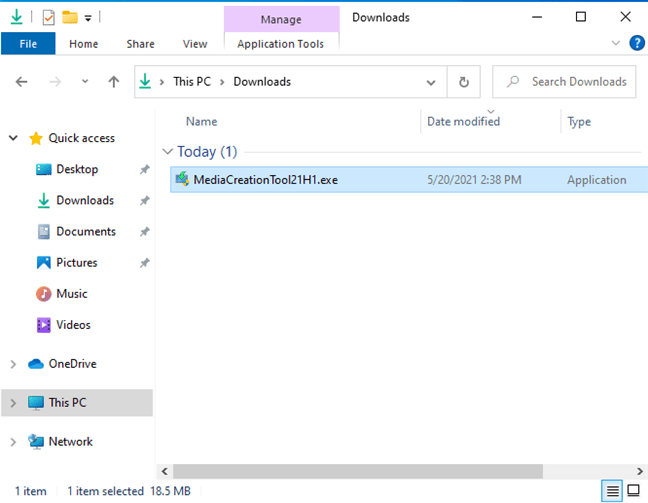 Double-click on MediaCreationTool21H1.exe