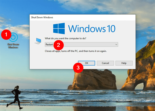 How to restart Windows 10 using our Shut Down Windows shortcut