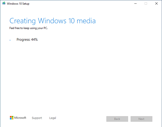 The Windows 10 setup ISO file is created