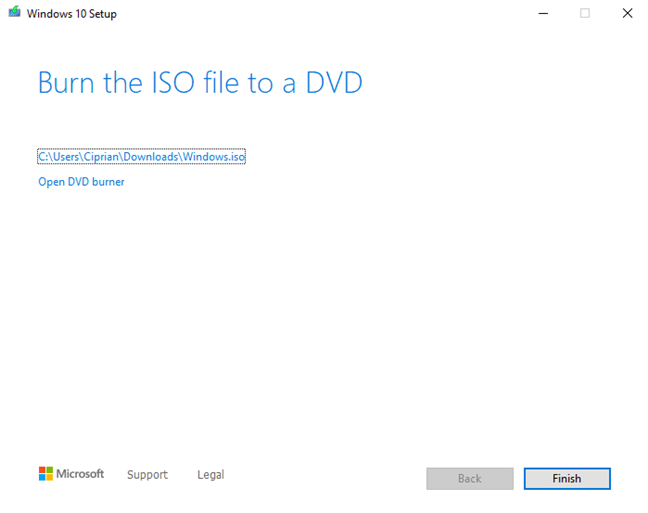 The ISO file was created