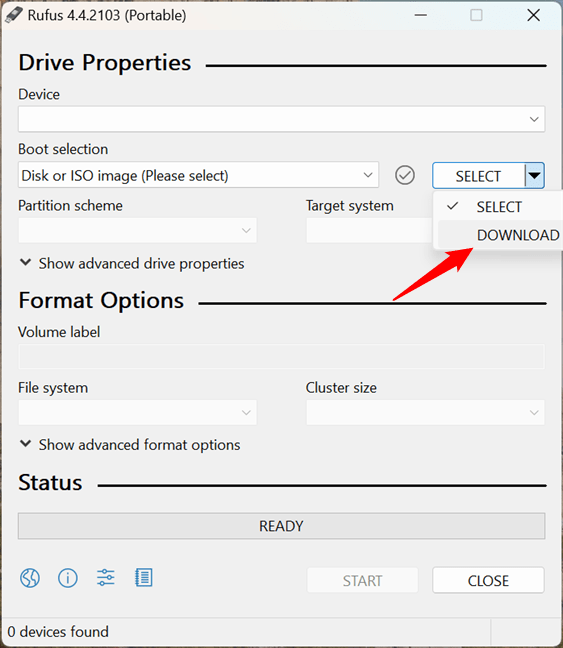 Choose Download in the options list