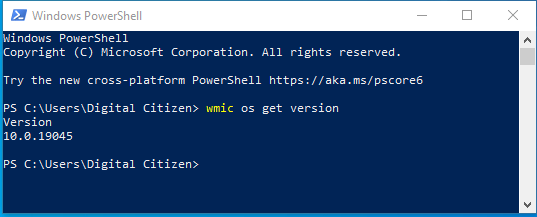 wmic os get version