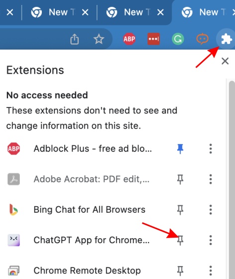 pin browser extension chrome 